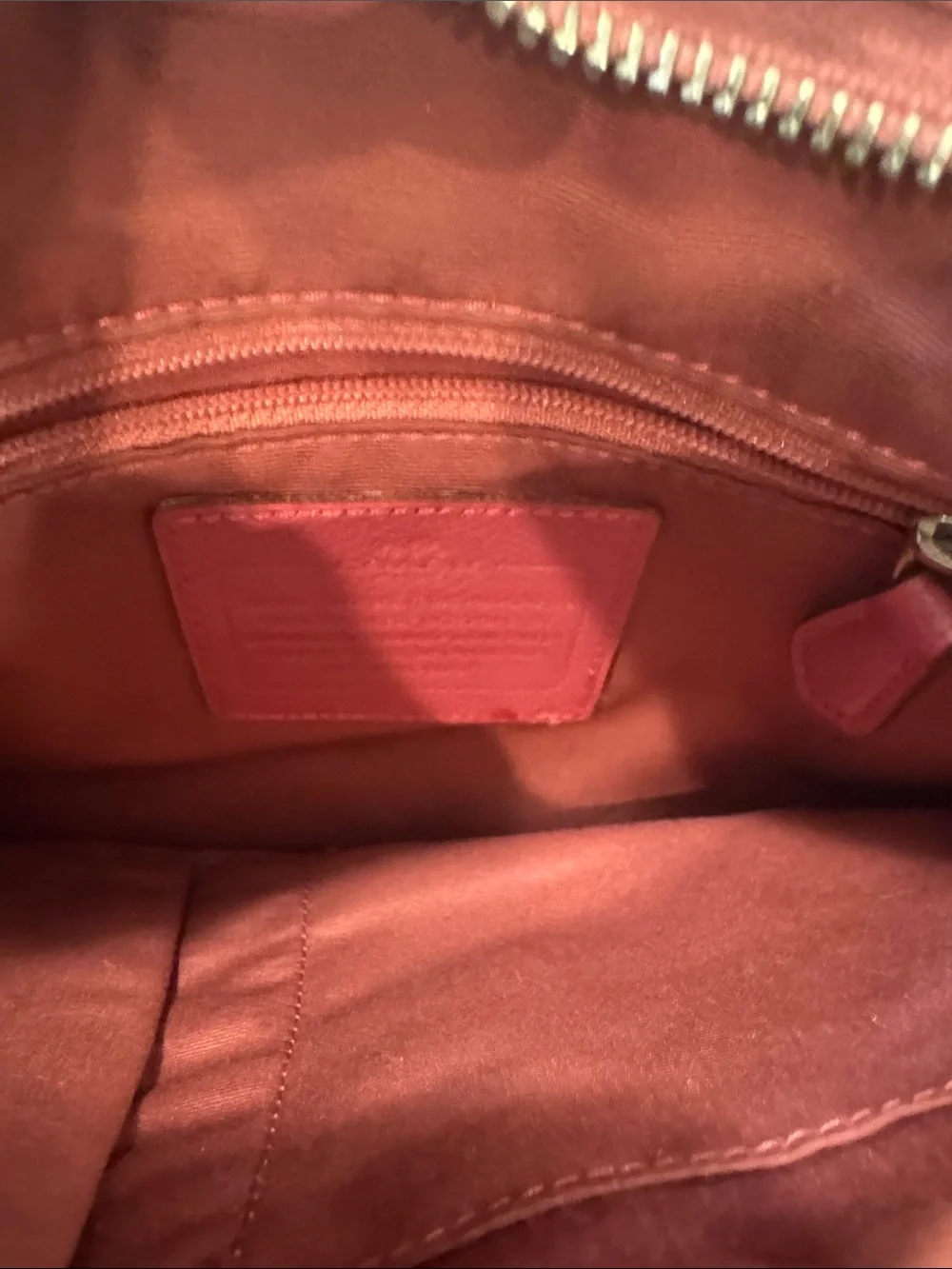 Coach Brown Signature Crossbody with Pink Trim and Strap